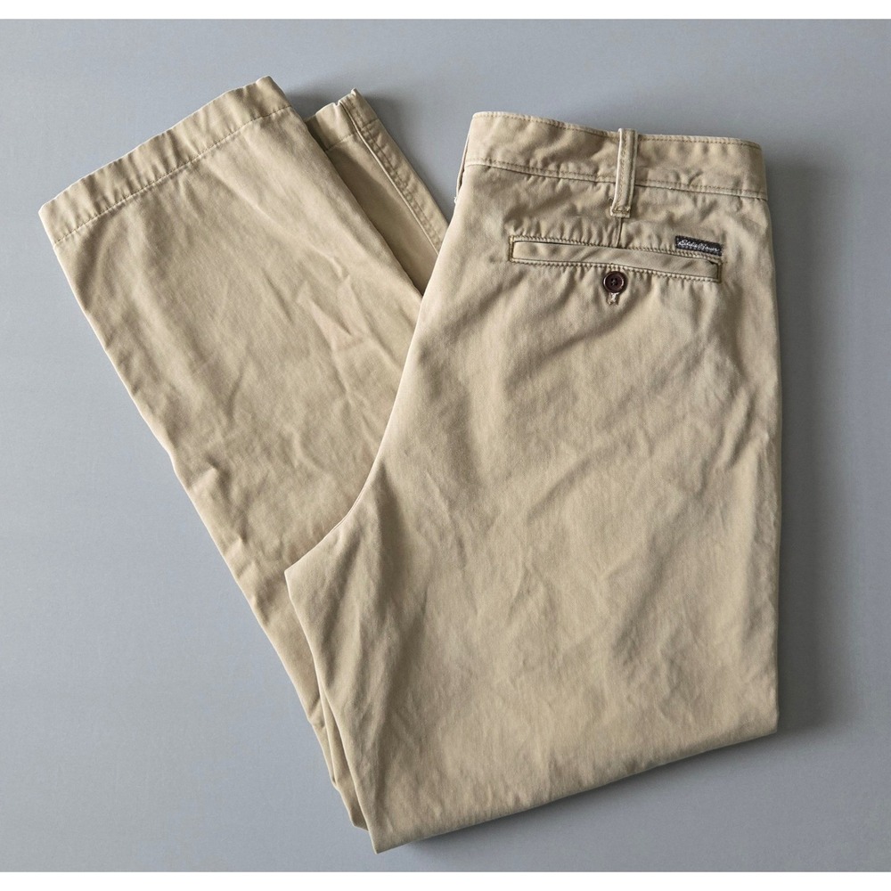 Eddie‎ Bauer Legend Wash Chinos Mens 36x30 Khaki Tan Slim Fit Pants - Picture 2 of 11